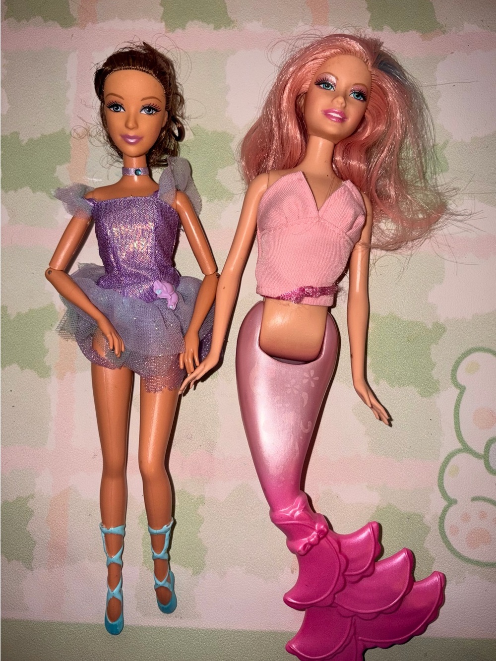 2 barbies from movies 12 dancing princess and barbie fairytopia mermaidia